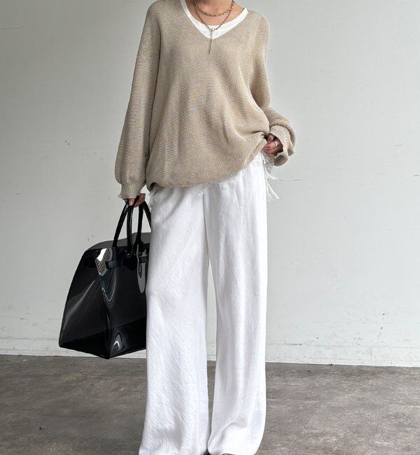  「【全骨格細見え！】リネンバイヤスパンツ」|チノ|