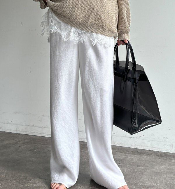  「【全骨格細見え！】リネンバイヤスパンツ」|チノ|