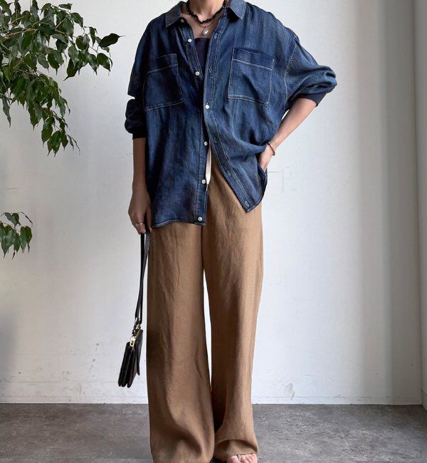  「【全骨格細見え！】リネンバイヤスパンツ」|チノ|