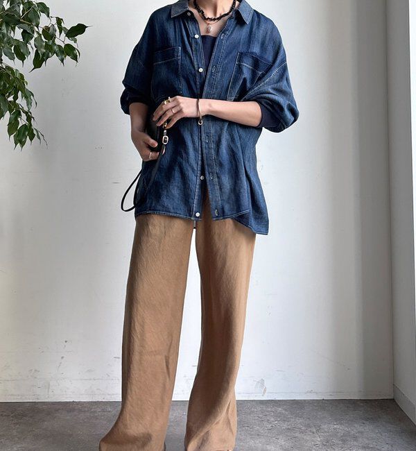  「【全骨格細見え！】リネンバイヤスパンツ」|チノ|