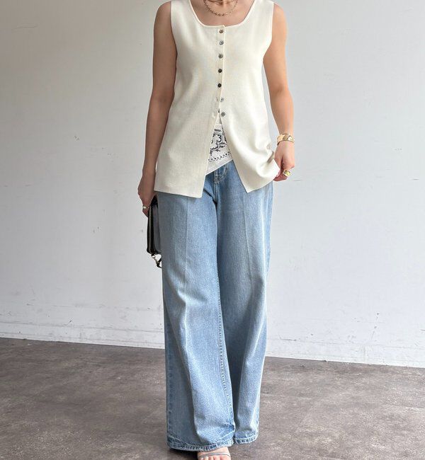  「フロントボタンスクエアニットタンク」|ニット・セーター|