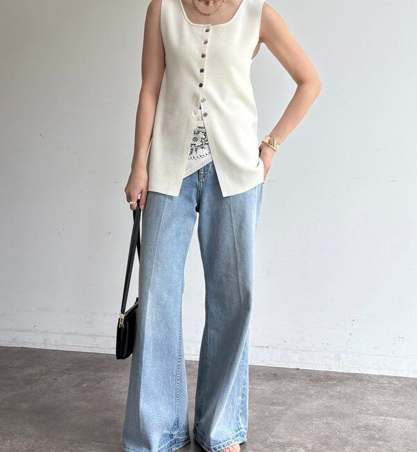  「フロントボタンスクエアニットタンク」|ニット・セーター|