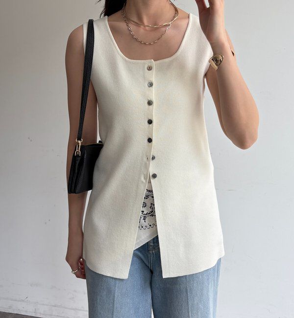  「フロントボタンスクエアニットタンク」|ニット・セーター|