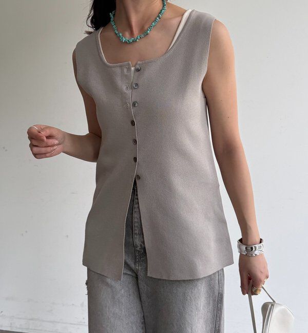  「フロントボタンスクエアニットタンク」|ニット・セーター|