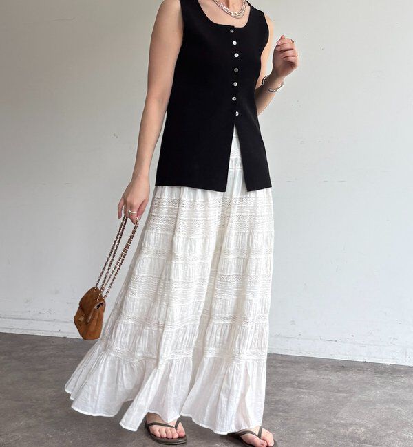  「フロントボタンスクエアニットタンク」|ニット・セーター|