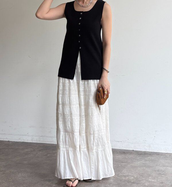  「フロントボタンスクエアニットタンク」|ニット・セーター|