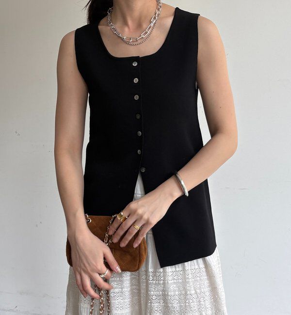  「フロントボタンスクエアニットタンク」|ニット・セーター|