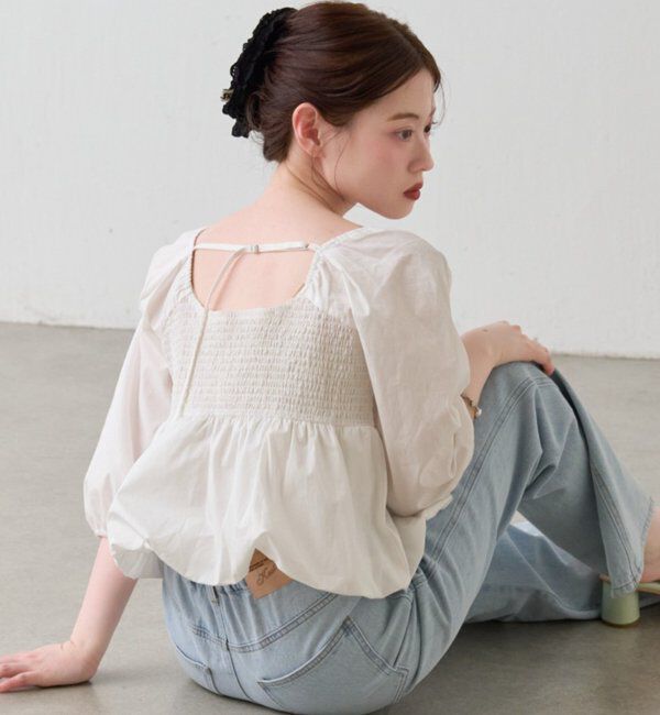  「【花柄&無地】フラワーバルーンブラウス」|シャツ・ブラウス|ホワイトその他2