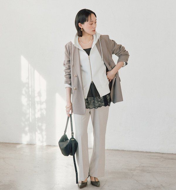  「【WEB限定/キレイめ上品】スポンジダンボールZIPパーカーカットソー」|パーカー|