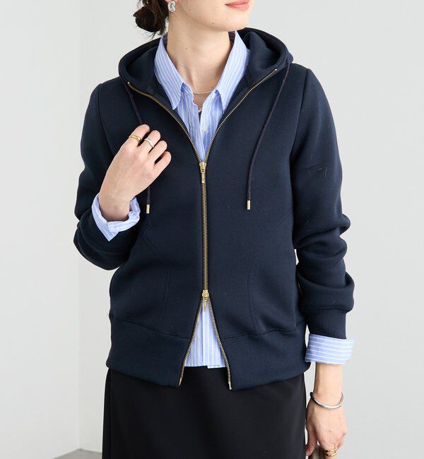  「【WEB限定/キレイめ上品】スポンジダンボールZIPパーカーカットソー」|パーカー|