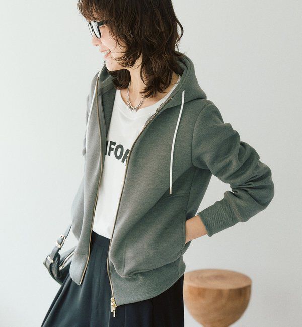  「【WEB限定/キレイめ上品】スポンジダンボールZIPパーカーカットソー」|パーカー|