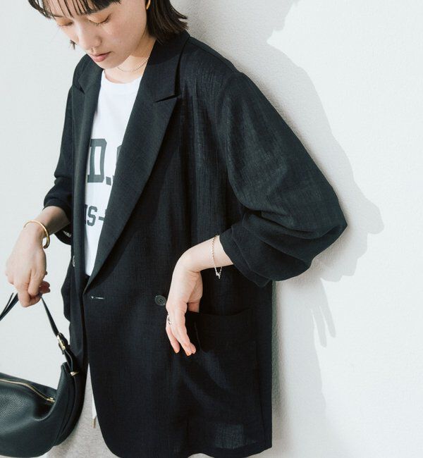  「予約【新色追加/ウォッシャブル】シアースラブオーバージャケット」|テーラードジャケット|ブラック