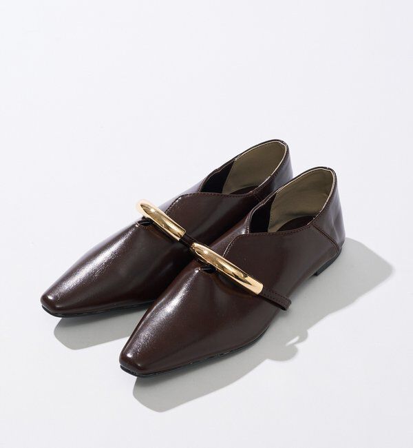  「【洗練された雰囲気に】ゴールドモチーフフラットシューズ」|その他|