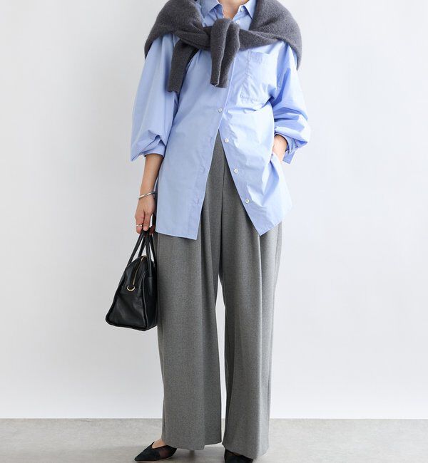  「【抜け感シルエット】ヘアリーウール片畦Vネックニット」|ニット・セーター|