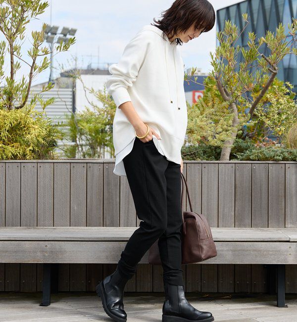  「【ロングシーズン活躍】スエットライクフーディニット」|ニット・セーター|