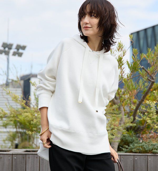  「【ロングシーズン活躍】スエットライクフーディニット」|ニット・セーター|