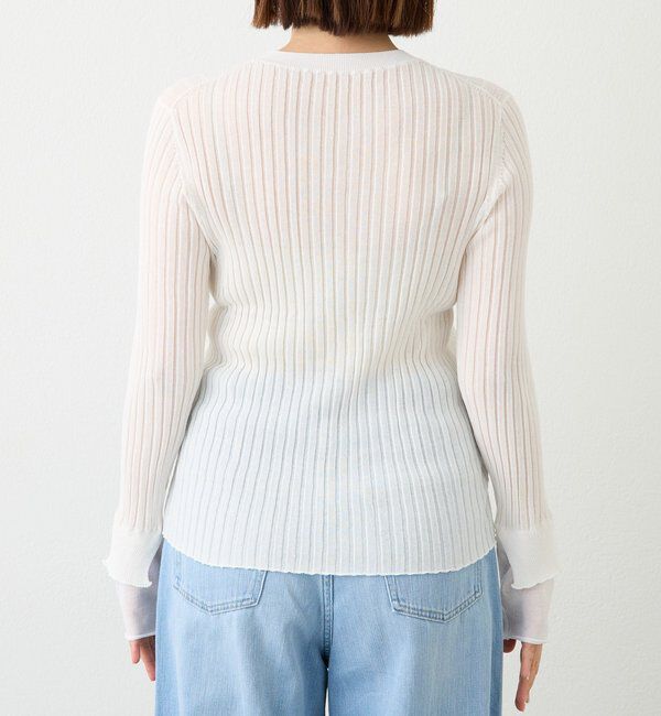 「【レイヤード風の袖口】シアーカフスリブニット」|ニット・セーター|