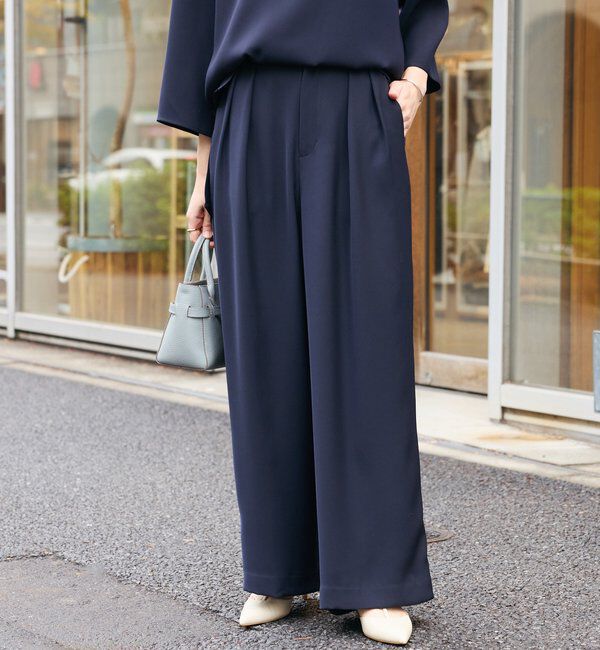  「【オケージョンや通勤に】ダブルサテンタックパンツ」|チノ|