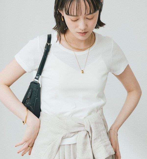  「【すっきり見え】コンパクトフライスTee」|Tシャツ・カットソー|オフホワイト