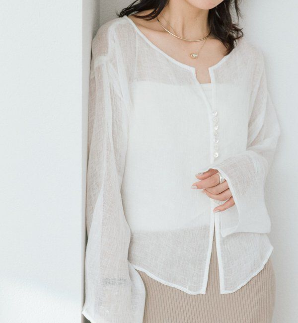  「【a Nice （ア ・ニース）】2WAYリネンブラウス」|シャツ・ブラウス|ホワイト
