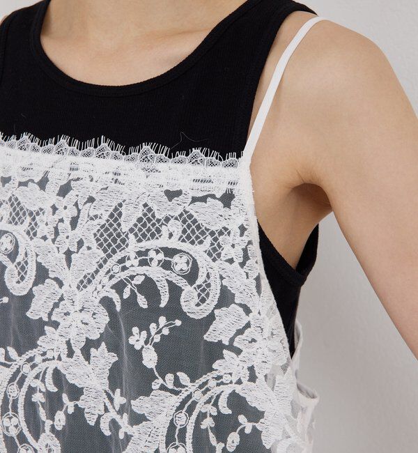  「【手洗い可】シアーレースキャミワンピース」|ワンピース|