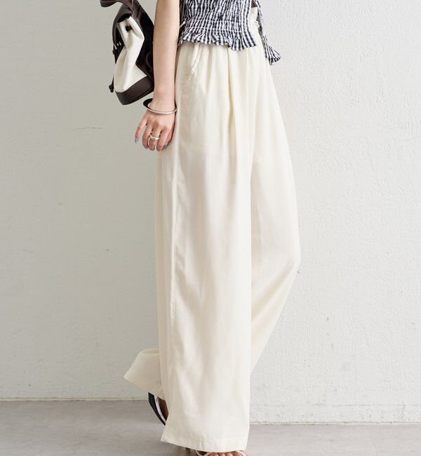  「【オールシーズン対応/WEB限定アイボリー】フリルイージーパンツ」|チノ|