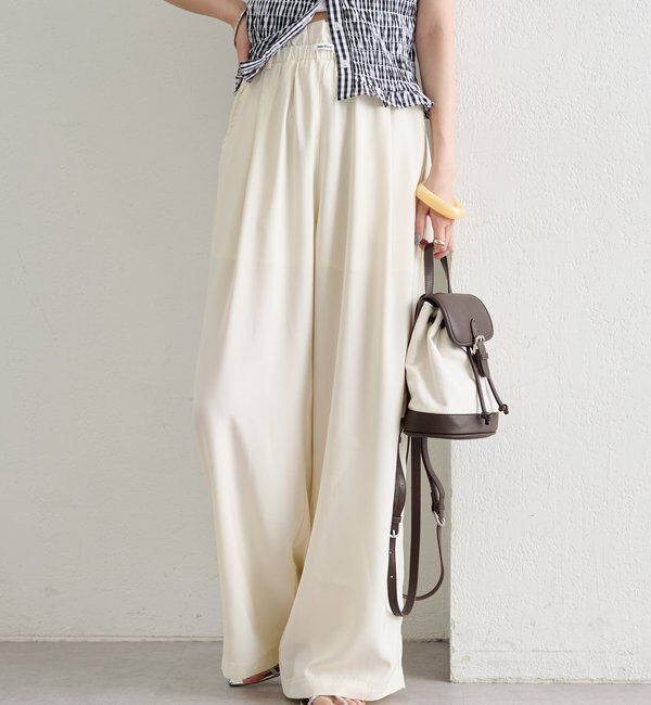  「【オールシーズン対応/WEB限定アイボリー】フリルイージーパンツ」|チノ|