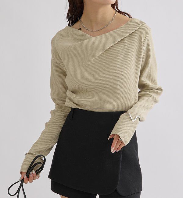  「オフショルリブニット」|ニット・セーター|