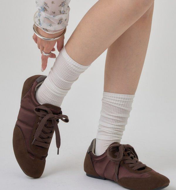  「サテンラインスニーカー」|スニーカー|ブラウン