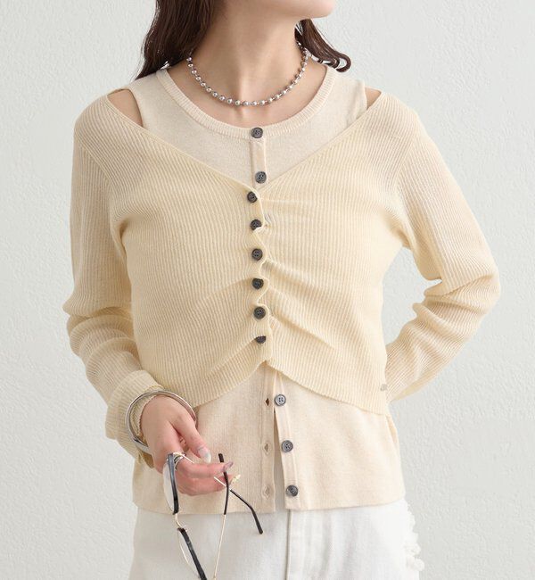  「ショルダースリットレイヤードニット」|ニット・セーター|