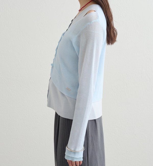  「ショルダースリットレイヤードニット」|ニット・セーター|