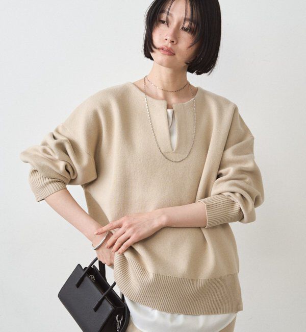  「【@_shirabe.s_コラボ】スウェットライクスキッパーニット」|ニット・セーター|