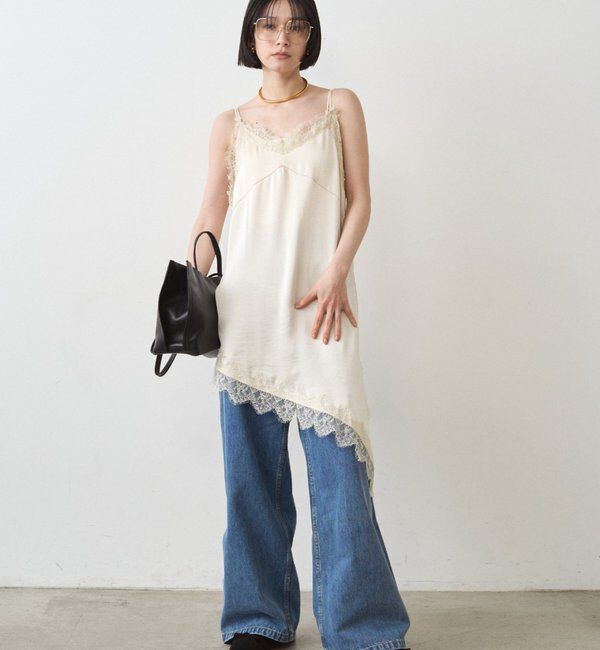  「サテンレースアシメキャミ」|シャツ・ブラウス|