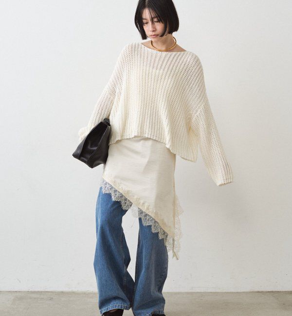  「サテンレースアシメキャミ」|シャツ・ブラウス|