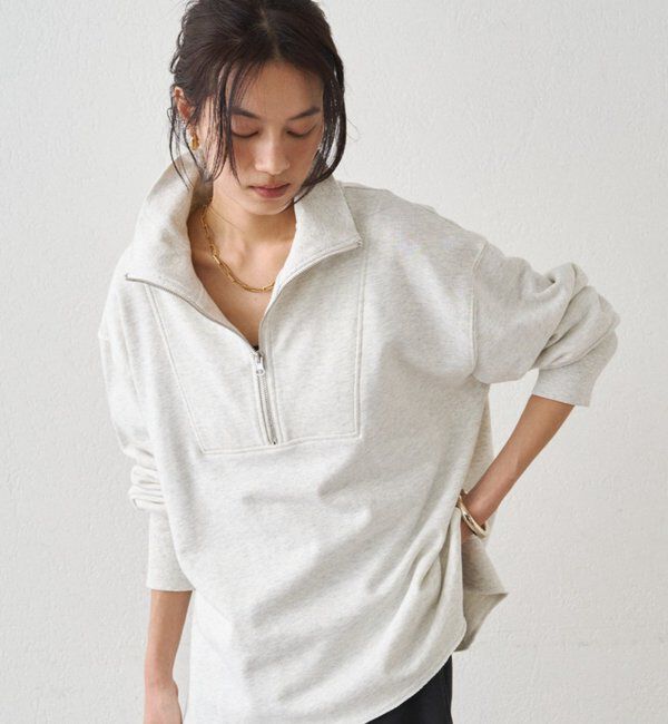  「ハーフZIPプルオーバー」|Tシャツ・カットソー|ライトグレー