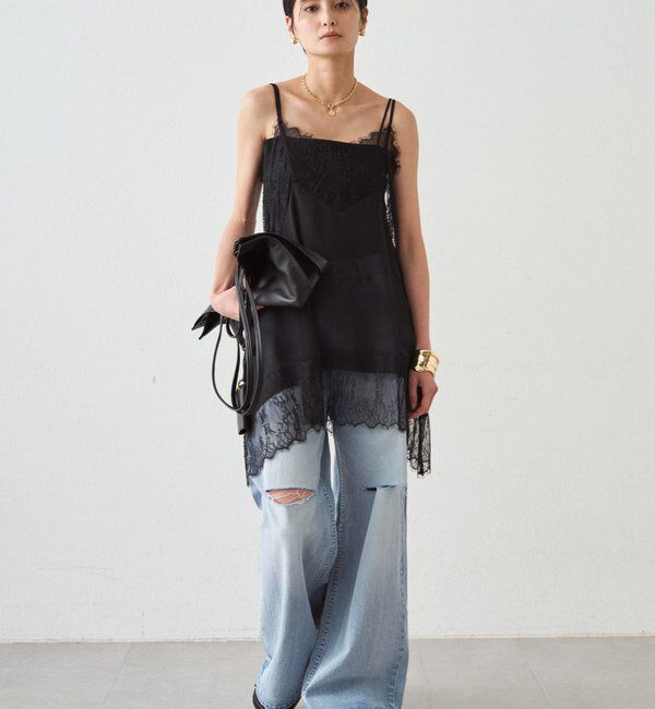  「ハイウエストダメージデニムパンツ」|デニム|