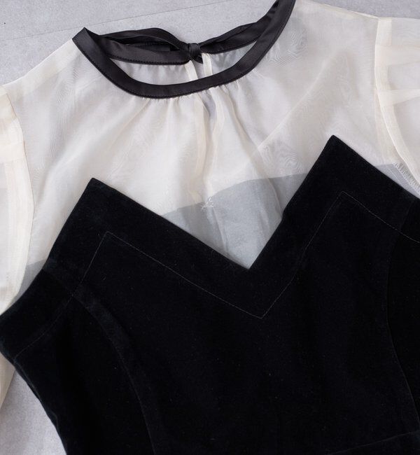  「【結婚式/ドレス/サイズ展開あり】配色シアーベアデザインワンピース」|ドレス|