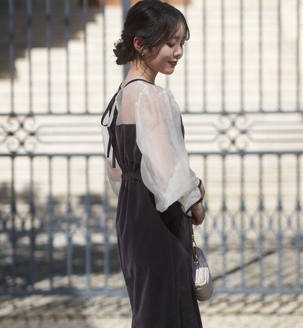  「【結婚式/ドレス/サイズ展開あり】配色シアーベアデザインワンピース」|ドレス|