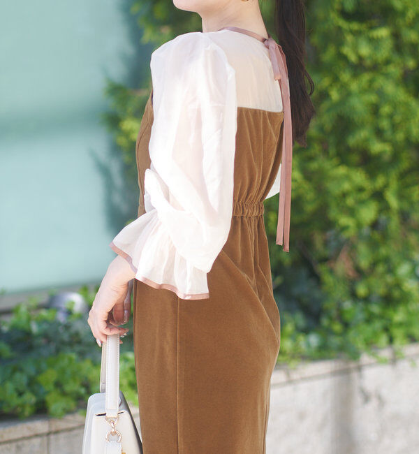  「【結婚式/ドレス/サイズ展開あり】配色シアーベアデザインワンピース」|ドレス|