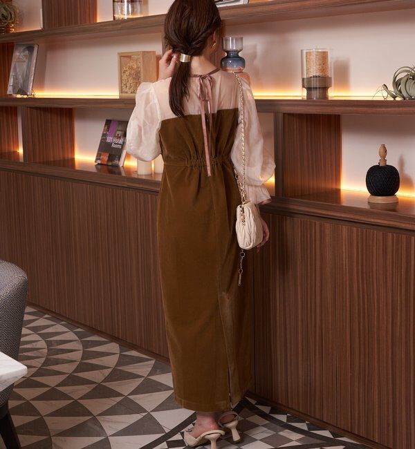  「【結婚式/ドレス/サイズ展開あり】配色シアーベアデザインワンピース」|ドレス|