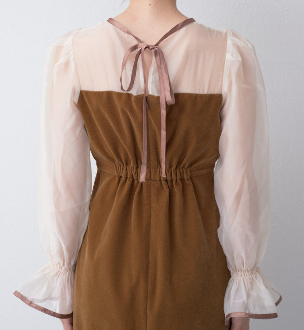  「【結婚式/ドレス/サイズ展開あり】配色シアーベアデザインワンピース」|ドレス|