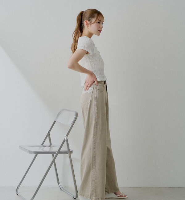  「ポケットレースワイドデニム」|デニム|