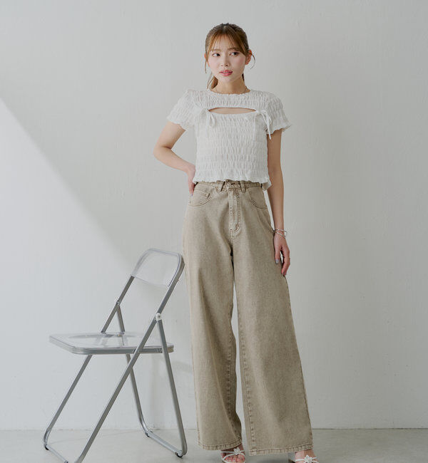  「ポケットレースワイドデニム」|デニム|