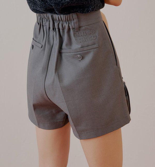  「バックネームショートパンツ」|チノ|グレー