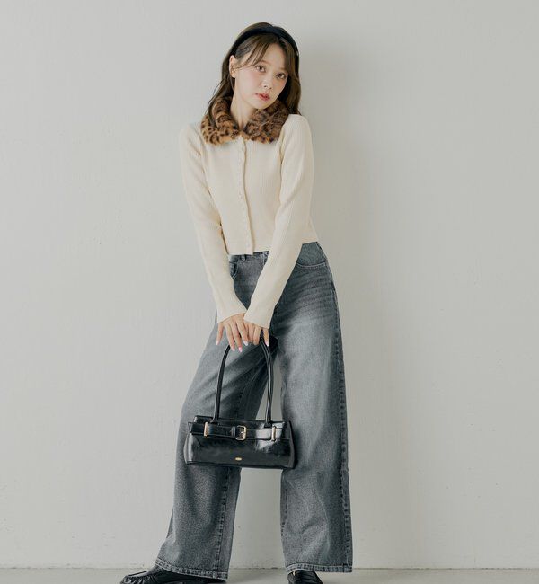  「【SALON by Chico】ファー襟取り外しコンパクトトップス」|ニット・セーター|