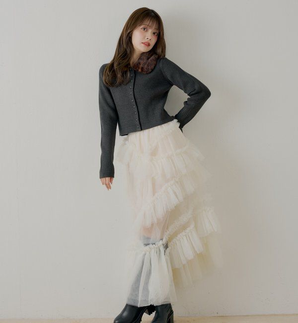  「【SALON by Chico】ファー襟取り外しコンパクトトップス」|ニット・セーター|