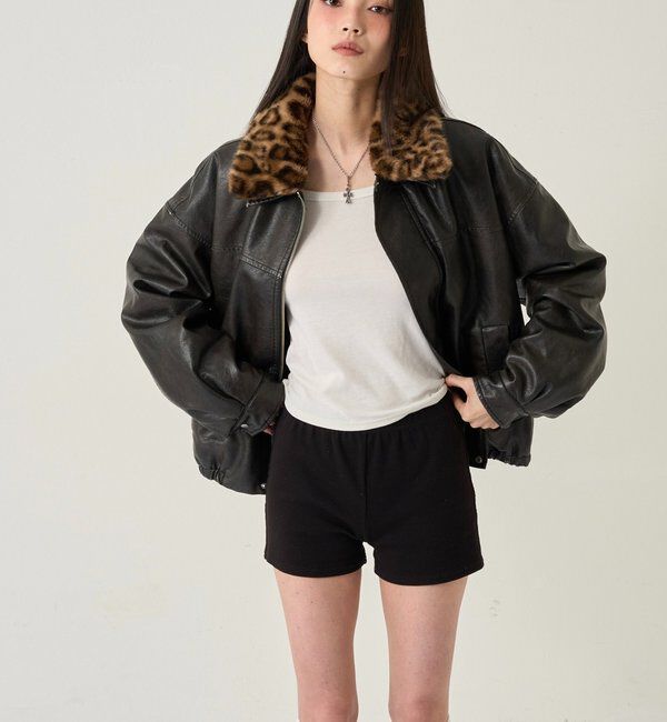  「3way ヴィンテージライクレザーボアブルゾン」|ブルゾン・スタジャン|