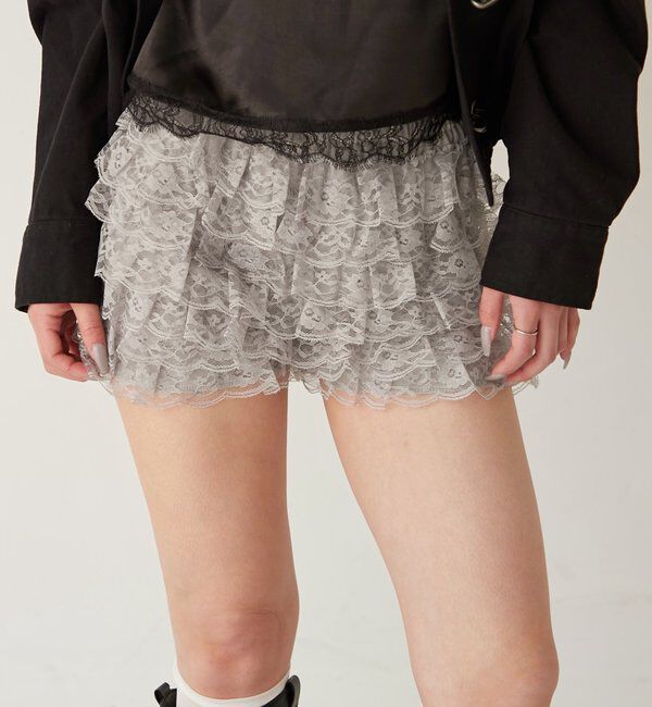  「レースショートパンツ(無地/ドット/チェック/レオパード)」|チノ|
