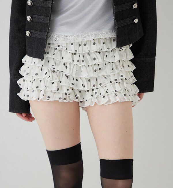  「レースショートパンツ(無地/ドット/チェック/レオパード)」|チノ|