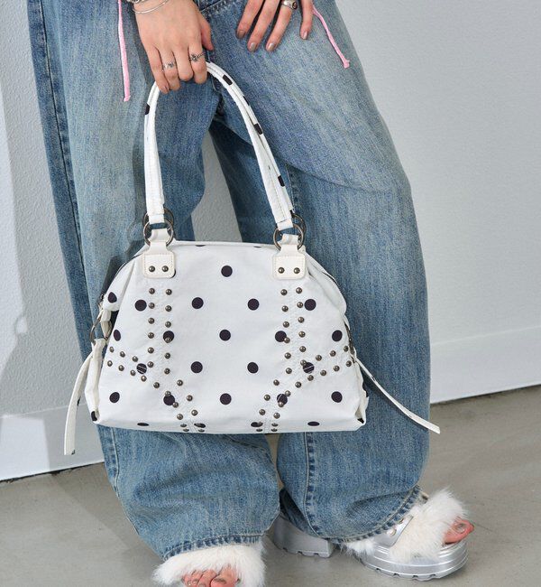  「スタッズショルダーバッグ（無地/ドット柄）」|トートバッグ|
